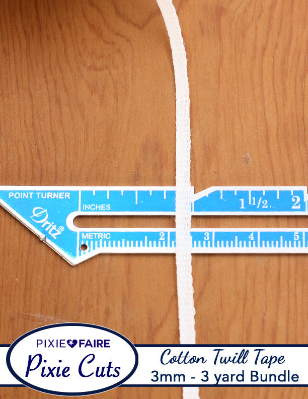 Trim Pre-Cut 3 Yard Bundle 3mm or 1/8 inch White Cotton Twill Tape