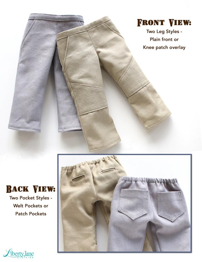 Boy Doll Moto Pants 18” Doll Clothes Pattern
