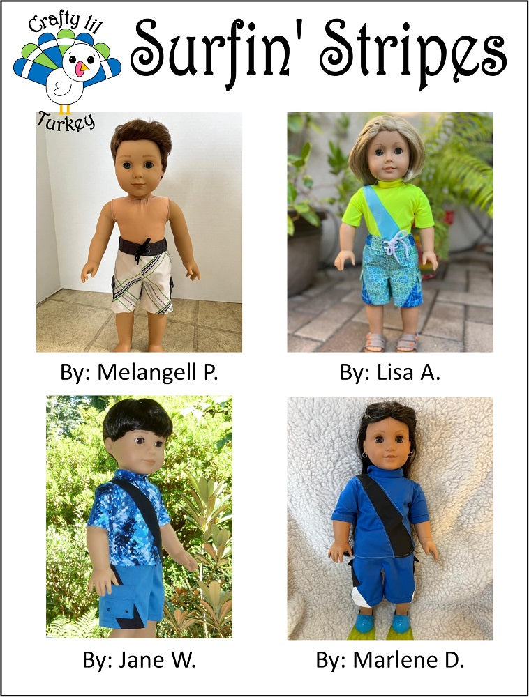 Surfin' Stripes 18" Doll Clothes Pattern
