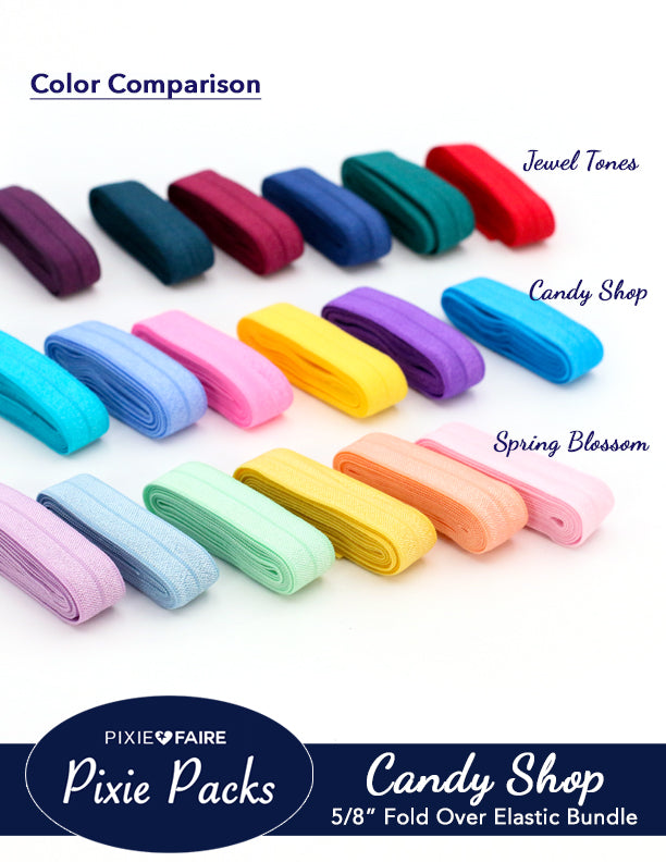 Pixie Packs 5/8" Fold Over Elastic Bundle Jewel Tones