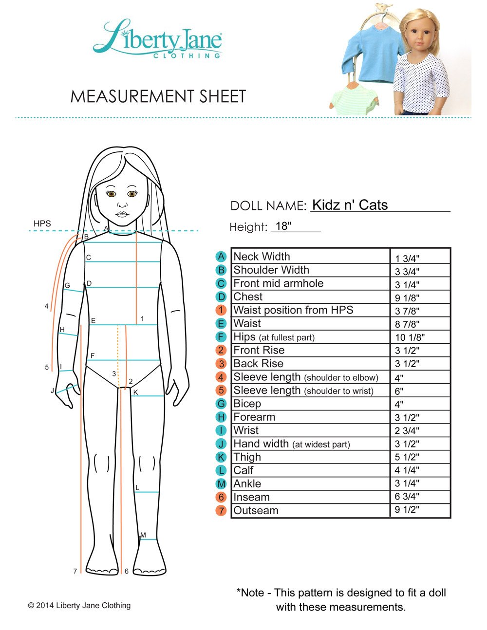 Salina Dress Pattern for Kidz N Cats Dolls