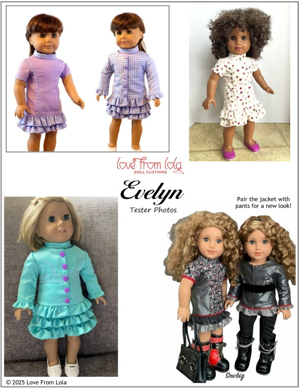 Evelyn Dress and Jacket 18" Doll Clothes Pattern