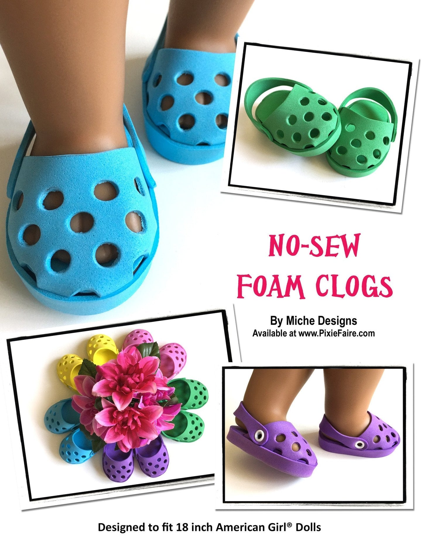 No-Sew Foam Clogs 18" Doll Shoes