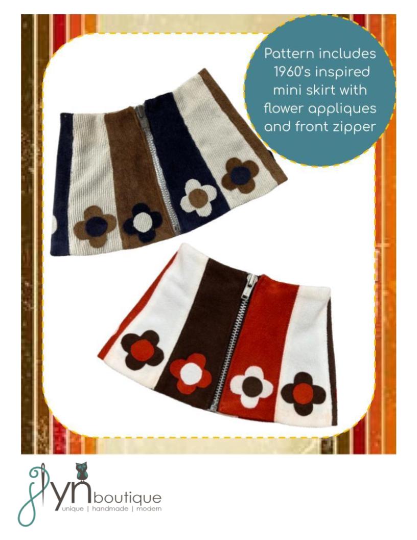 Retro Flower Skirt 18" Doll Clothes Pattern