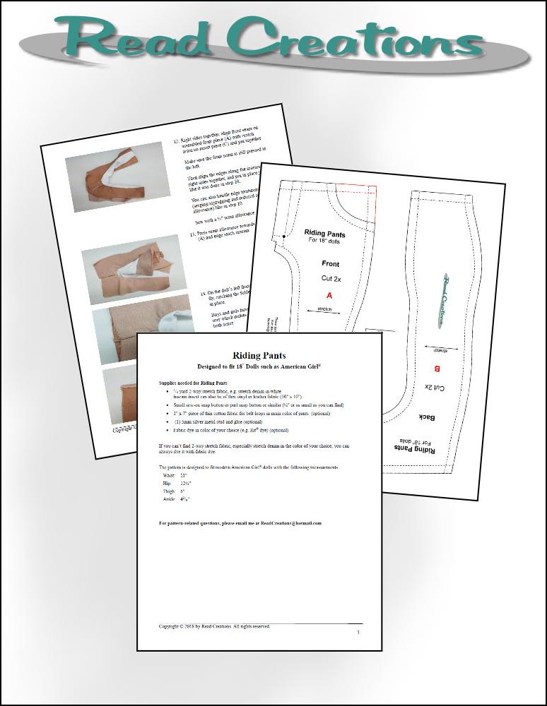 Riding Pants 18" Doll Clothes Pattern