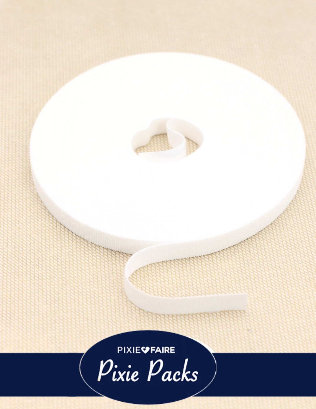 Pixie Packs 1/2" Wide Super Thin Hook and Loop Tape-Color:White 25 Yard BULK Roll
