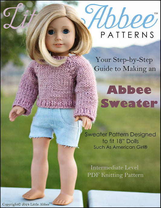 Abbee Sweater Knitting Pattern for 18 Inch Dolls