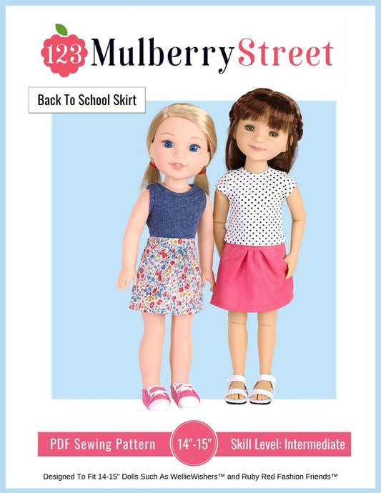 Back To School Skirt 14-15 inch Doll Clothes Pattern