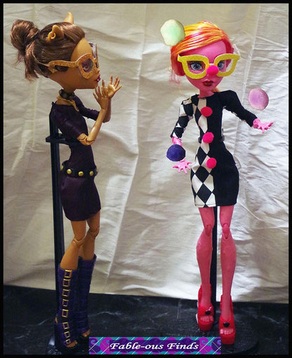 Clown Chic Sheath Dress and Glasses Pattern for 17 inch Monster High Dolls