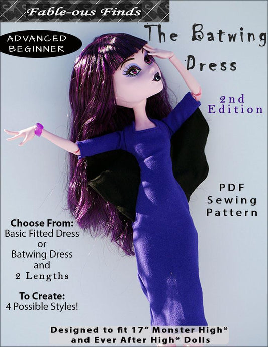 The Batwing Dress for 17" Pattern for Monster High Dolls