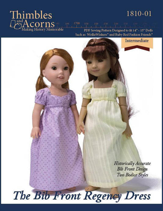 Bib Front Regency Dress 14-15" Doll Clothes Pattern