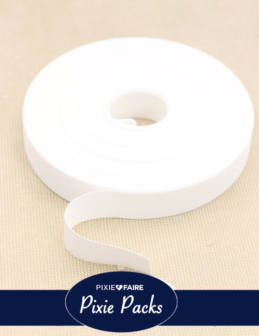 Pixie Packs 1" Wide Super Thin Hook and Loop Tape - Color:White 25 Yard BULK ROLL