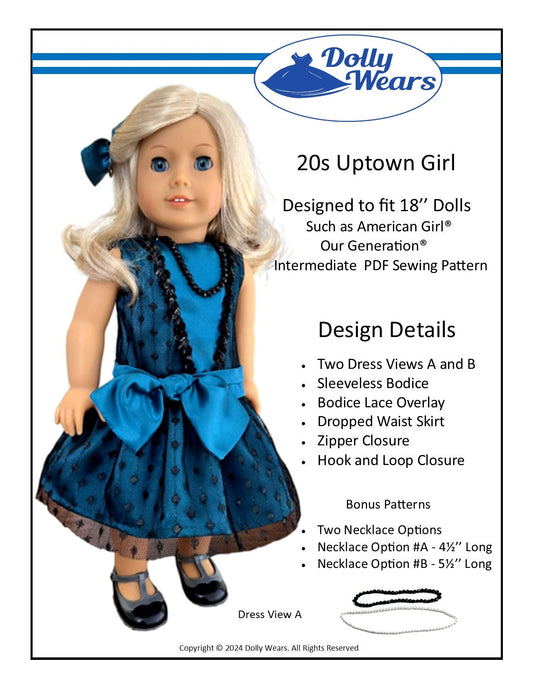 20s Uptown Girl 18" Doll Clothes Pattern