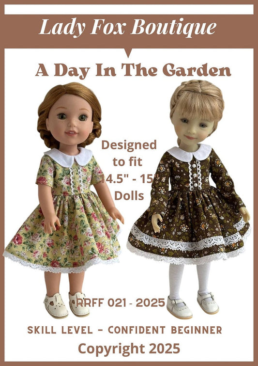 A Day in the Garden Dress 14.5-15 Inch Doll Clothes Pattern