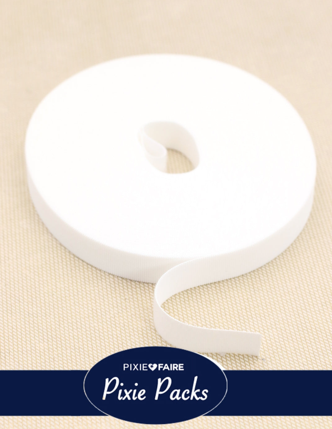 Pixie Packs 3/4" Wide Super Thin Hook and Loop Tape-Color:White 25 Yard BULK ROLL