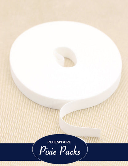 Pixie Packs 3/4" Wide Super Thin Hook and Loop Tape-Color:White 25 Yard BULK ROLL
