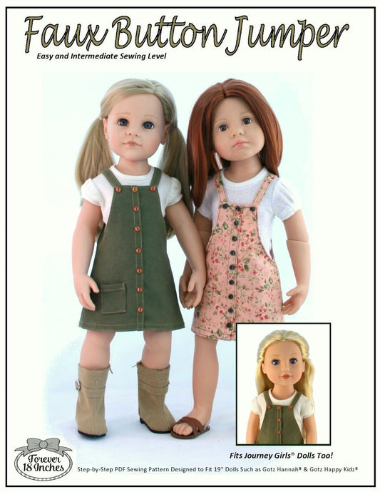 Faux Button Front Jumper for 18” Journey Girls and 19” Gotz Dolls