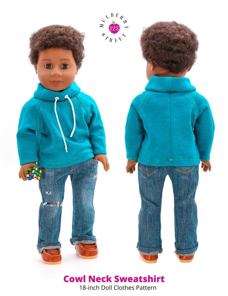 Cowl Neck Sweatshirt 18" Doll Clothes Pattern