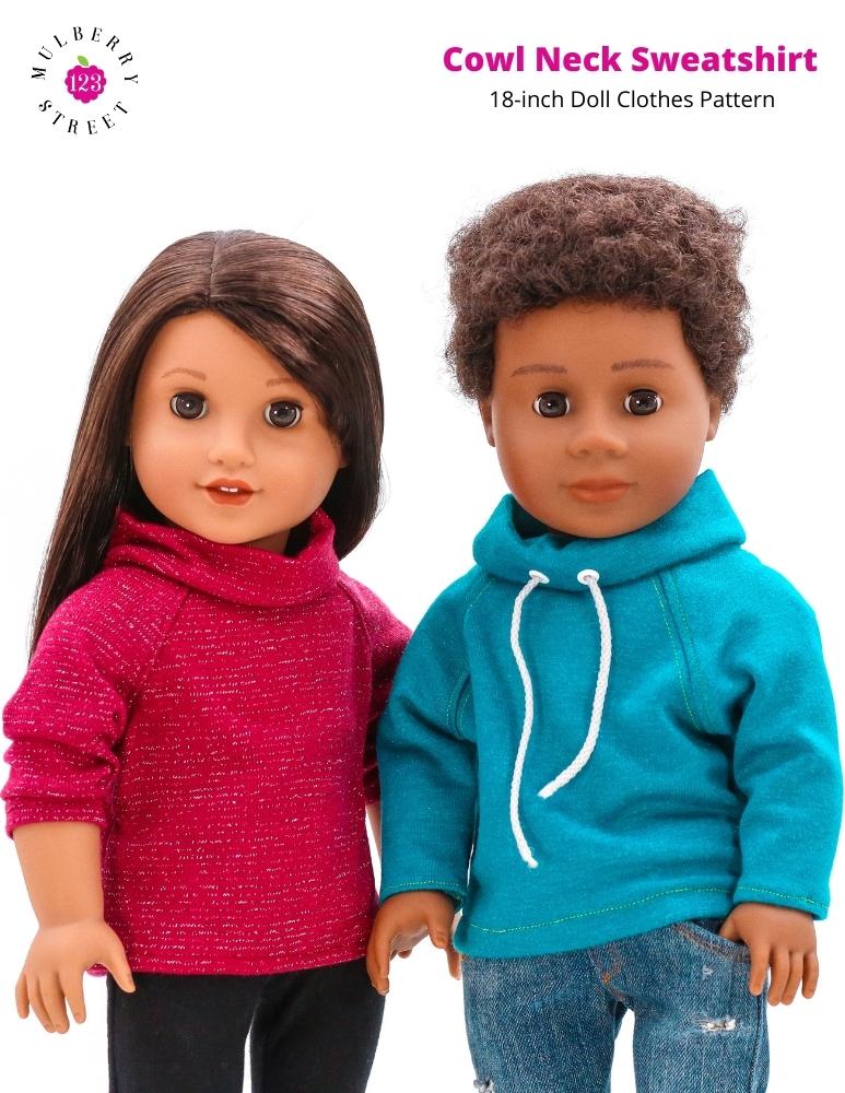 Cowl Neck Sweatshirt 18" Doll Clothes Pattern