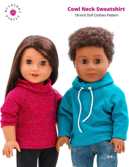 Cowl Neck Sweatshirt 18" Doll Clothes Pattern