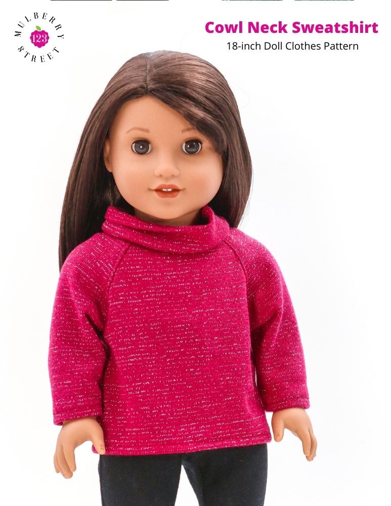 Cowl Neck Sweatshirt 18" Doll Clothes Pattern
