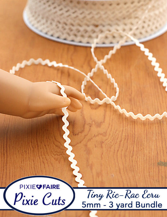 Trim Pre-Cut 3 Yard Bundle 5mm or 3/16 inch Tiny Ecru Ric Rac