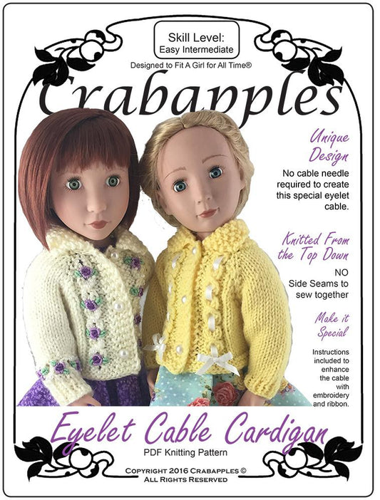 Eyelet Cable Cardigan Knitting Pattern for AGAT Dolls