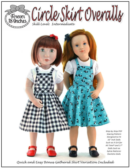 Circle Skirt Overalls Pattern for A Girl For All Time and Starlette Dolls