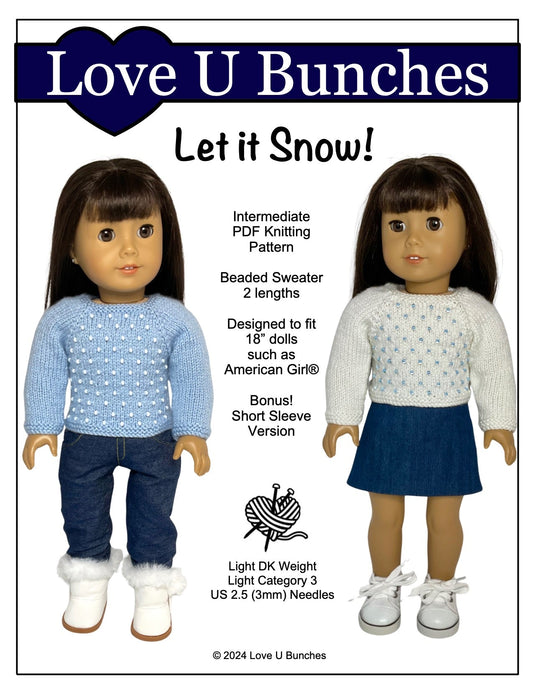Let it Snow! Sweater 18" Doll Clothes Knitting Pattern