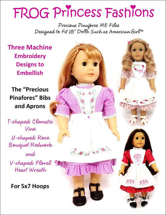 Precious Pinafores Machine Embroidery Design Set For 18" Doll Clothes