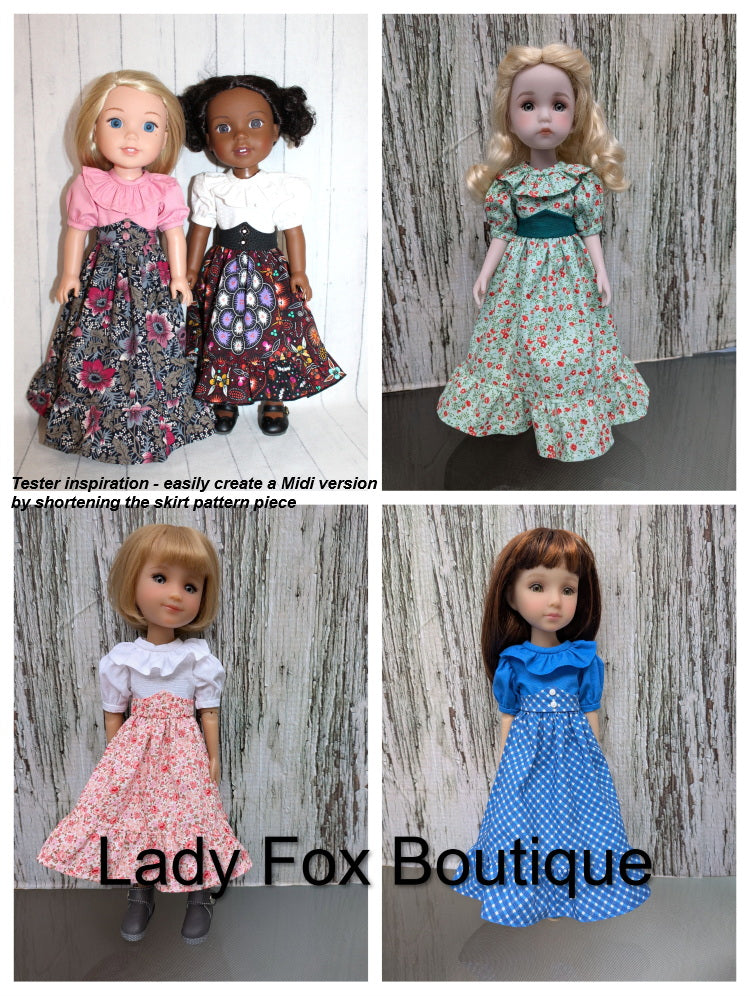 Agatha Dress Doll Clothes Pattern For 14.5-15 Inch Dolls