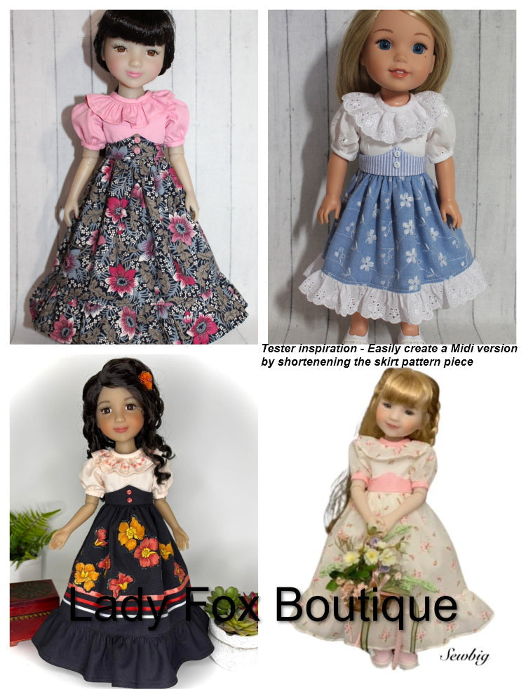 Agatha Dress Doll Clothes Pattern For 14.5-15 Inch Dolls