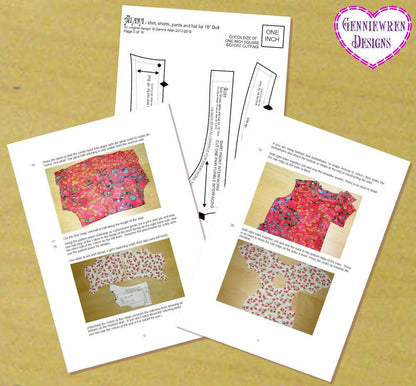 Alana - Hawaiian-Style Shirt, Shorts and Hat 18" Doll Clothes Pattern