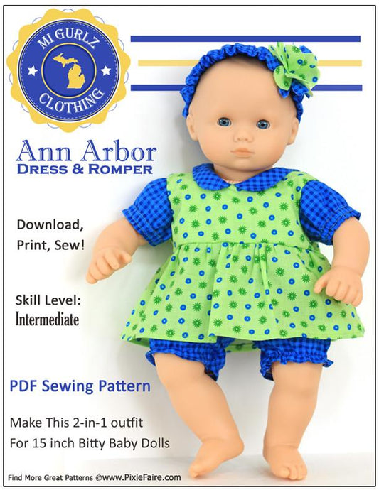 Ann Arbor Dress & Romper 15" Baby Doll Clothes