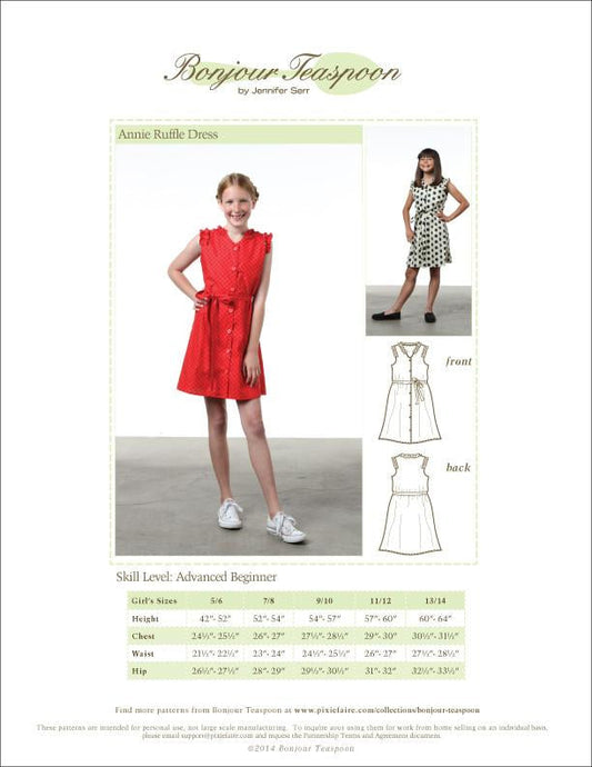 Annie Ruffle Dress Pattern for Girls