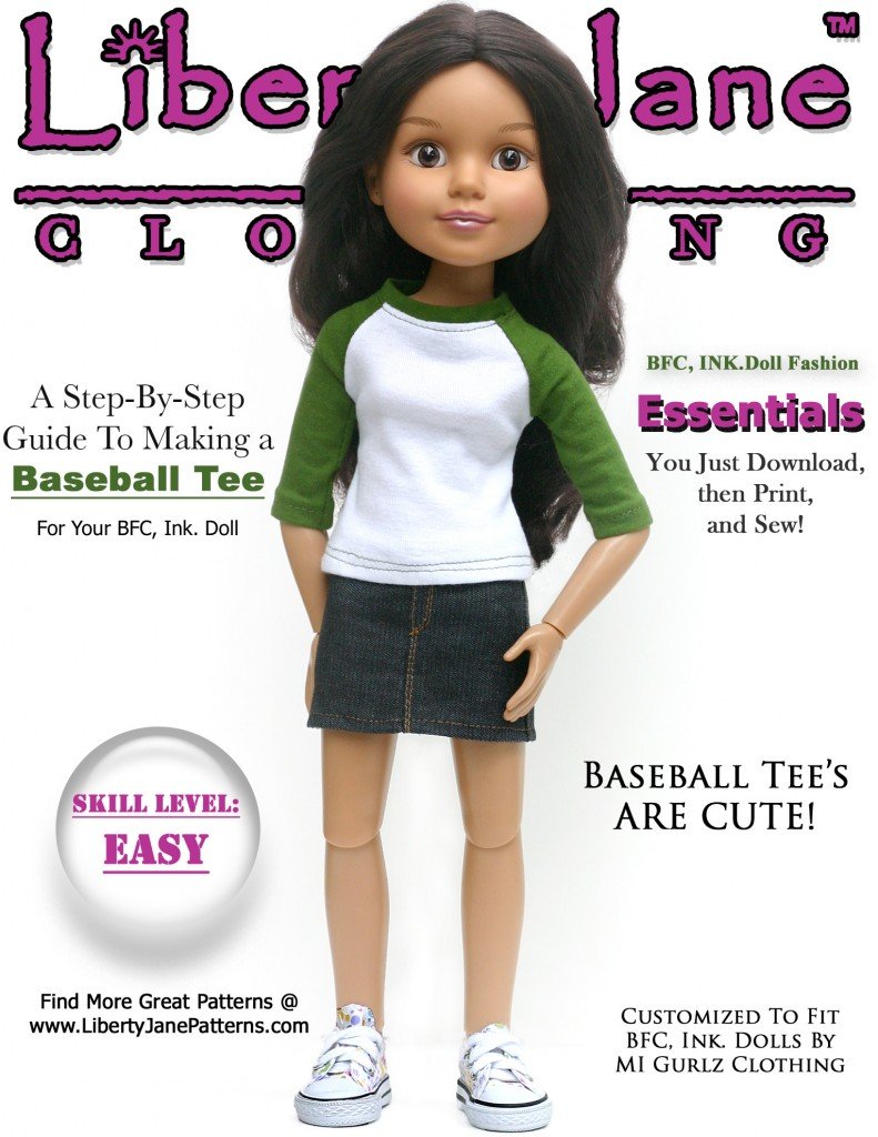 Baseball Tee Pattern for BFC, Ink Dolls