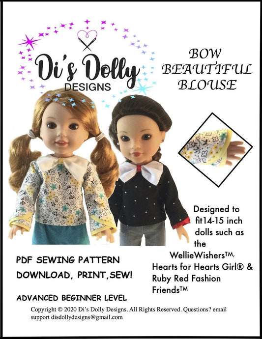 Bow Beautiful Blouse 14-15" Doll Clothes Pattern