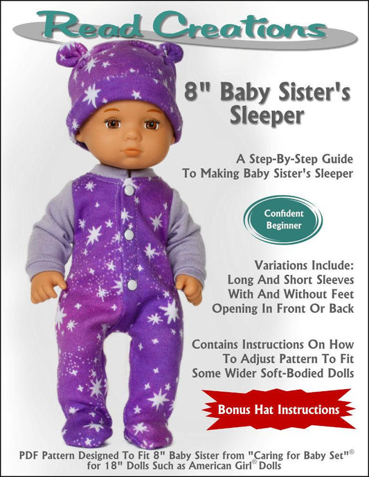 Baby Sister's Sleeper Outfit 8" Baby Doll Clothes Pattern