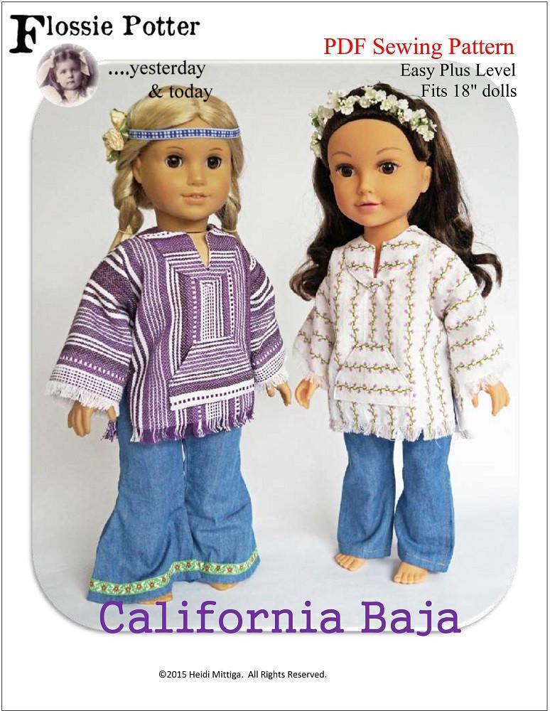 California Baja 18" Doll Clothes Pattern