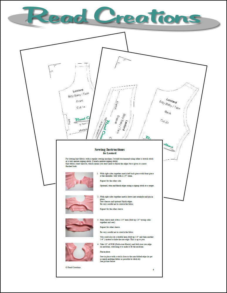 Ballet Leotard 15" Baby Doll Clothes Pattern
