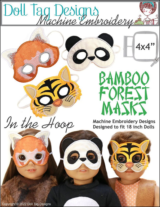 Bamboo Forest Masks For 18-inch Dolls Machine Embroidery Designs