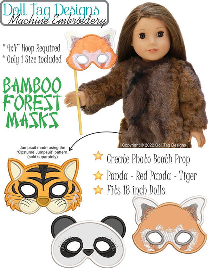 Bamboo Forest Masks For 18-inch Dolls Machine Embroidery Designs