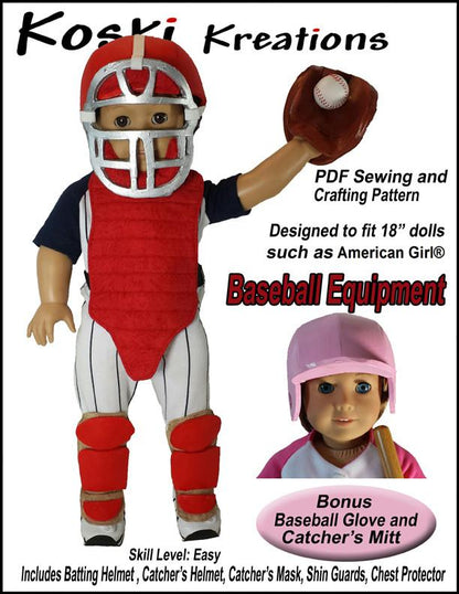 Baseball Equipment 18" Doll Accessory Pattern