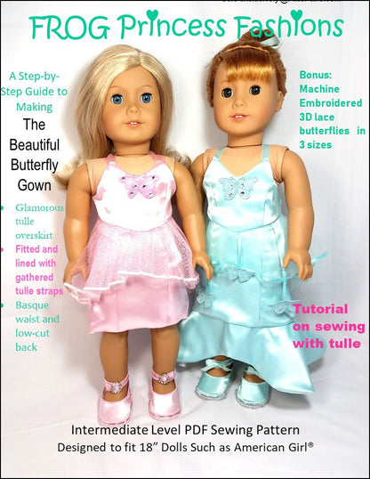 Beautiful Butterfly Gown 18" Doll Clothes Pattern