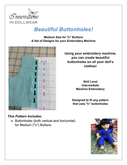 Beautiful Buttonholes! Medium Buttonholes Machine Embroidery Design