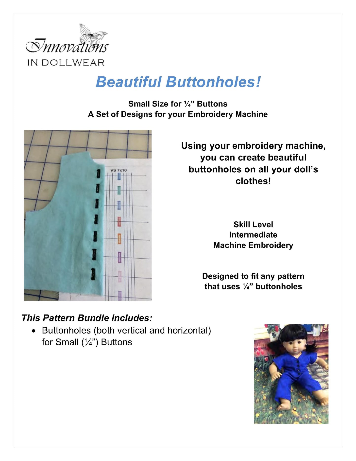 Beautiful Buttonholes! Small Buttonholes Machine Embroidery Design