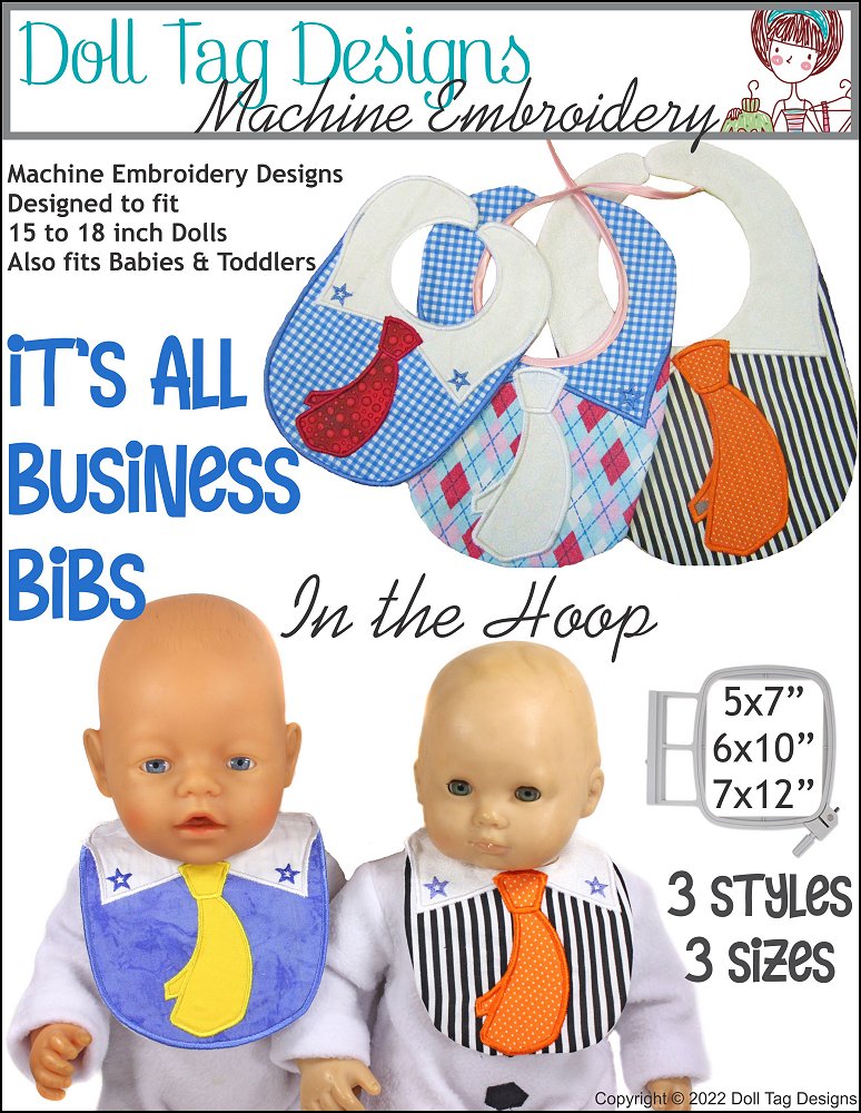 It's All Business Bibs Machine Embroidery Designs