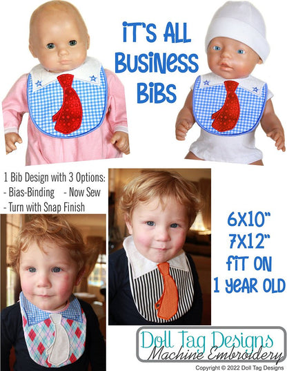 It's All Business Bibs Machine Embroidery Designs