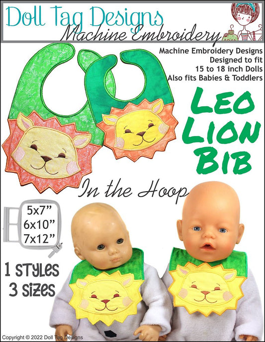 Leo Lion Bib Machine Embroidery Designs