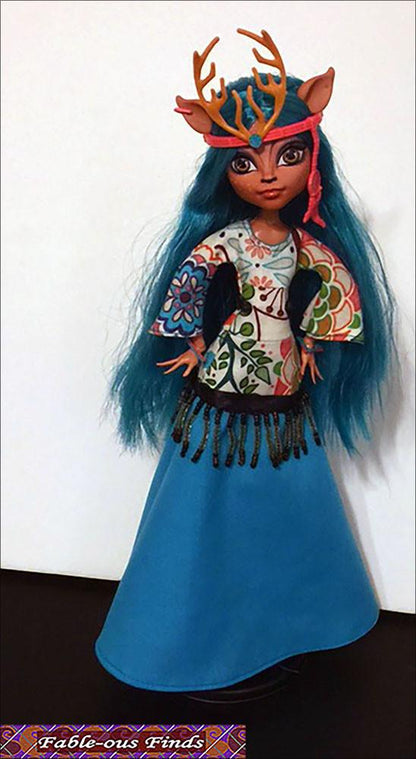 Bohemian Beauty Maxi Dress and Floppy Hat Pattern for Monster High Dolls